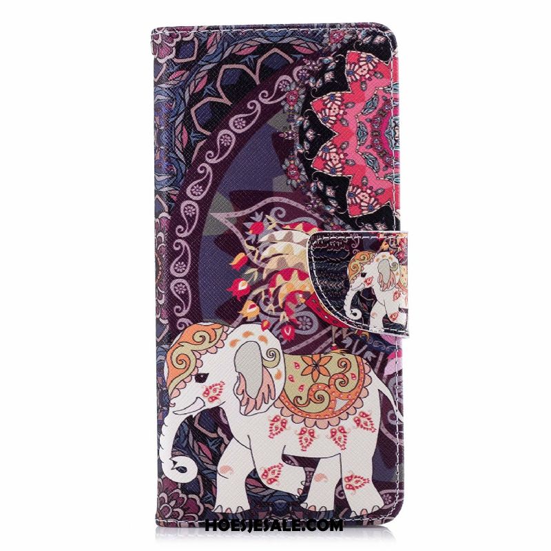 Huawei Y6 2018 Hoesje Anti-fall Hoes Wit Bescherming Leren Etui Goedkoop