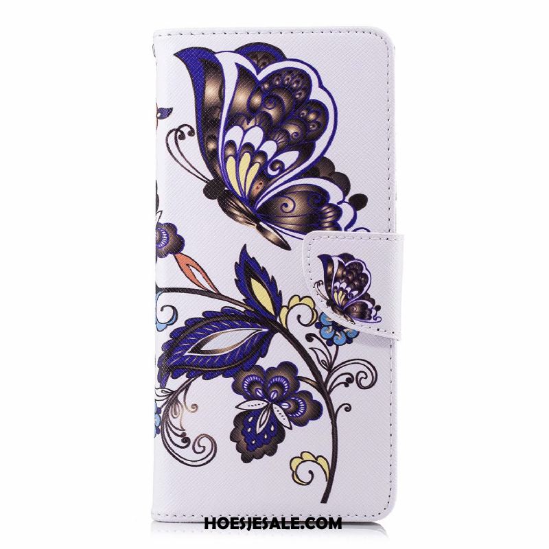 Huawei Y6 2018 Hoesje Anti-fall Hoes Wit Bescherming Leren Etui Goedkoop