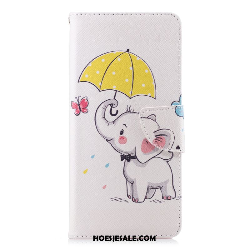 Huawei Y6 2018 Hoesje Anti-fall Hoes Wit Bescherming Leren Etui Goedkoop