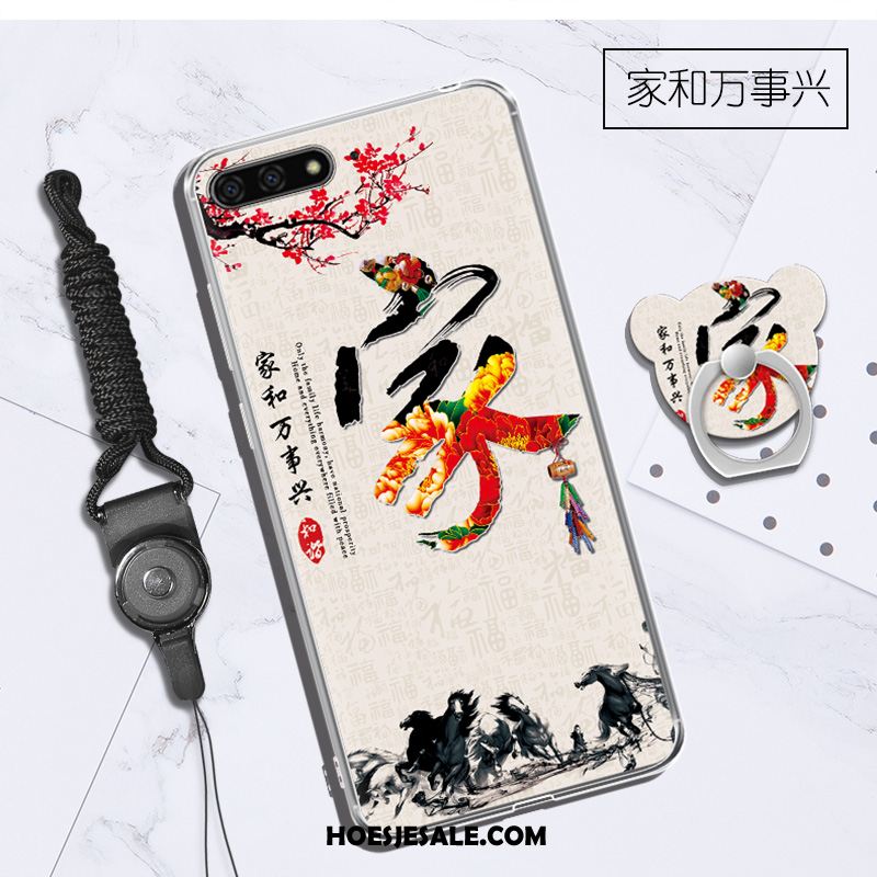 Huawei Y6 2018 Hoesje Anti-fall Zacht Hoes Doorzichtig Purper Goedkoop