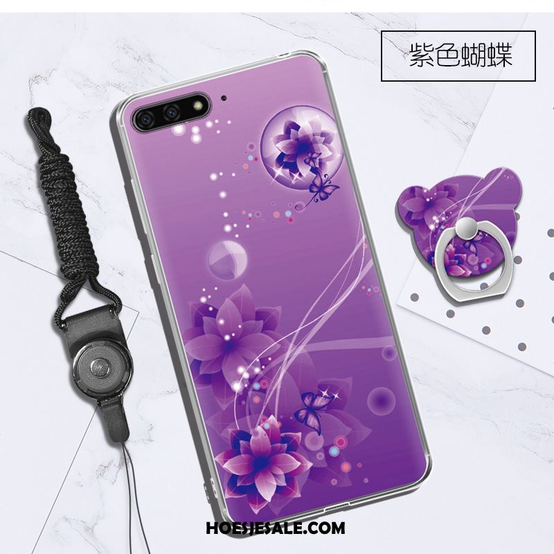 Huawei Y6 2018 Hoesje Anti-fall Zacht Hoes Doorzichtig Purper Goedkoop