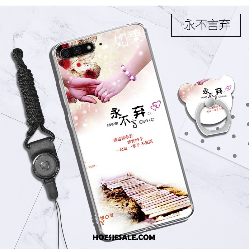 Huawei Y6 2018 Hoesje Anti-fall Zacht Hoes Doorzichtig Purper Goedkoop