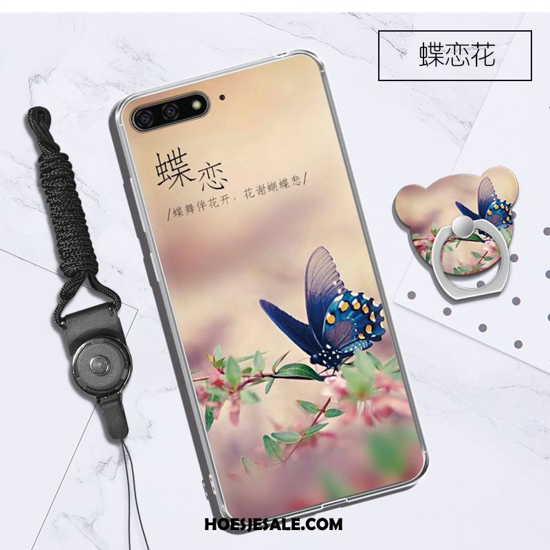 Huawei Y6 2018 Hoesje Anti-fall Zacht Hoes Doorzichtig Purper Goedkoop