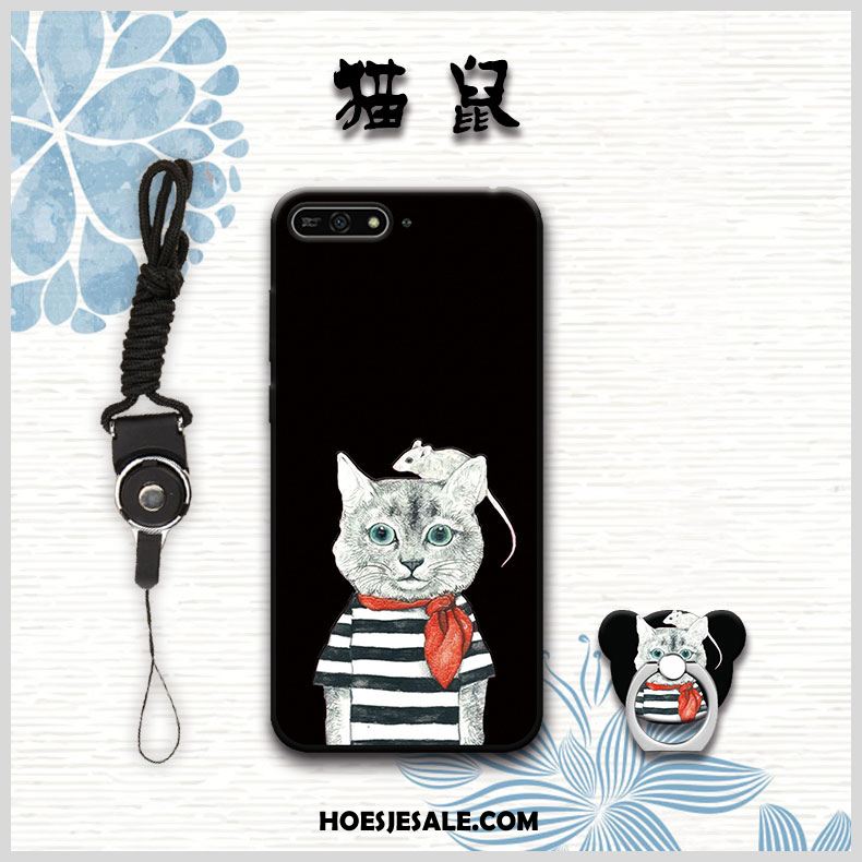 Huawei Y6 2018 Hoesje Anti-fall Zacht Hoes Hanger Zwart Kopen