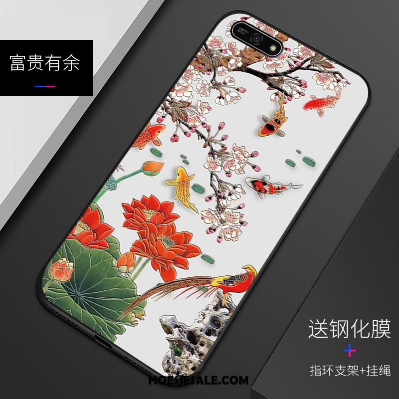 Huawei Y6 2018 Hoesje Bescherming Pas Wit Siliconen Patroon Goedkoop