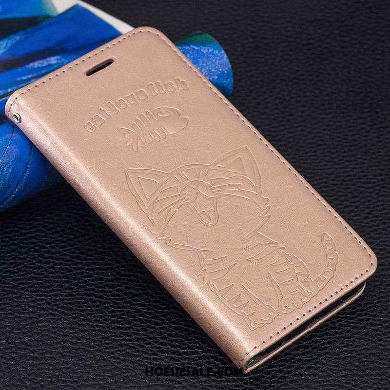 Huawei Y6 2018 Hoesje Hoes Leren Etui Kat Reliëf Mooie Kopen