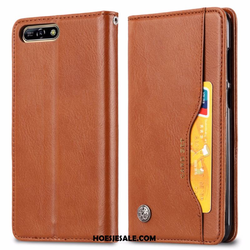 Huawei Y6 2018 Hoesje Portemonnee Mobiele Telefoon Bescherming Kaart Diepe Kleur Online
