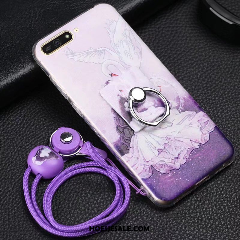 Huawei Y6 2018 Hoesje Purper Hoes Siliconen Zacht Reliëf Kopen