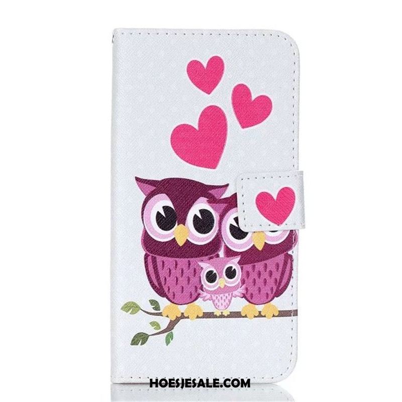 Huawei Y6 2018 Hoesje Reliëf Purper Anti-fall Leren Etui Hoes Kopen