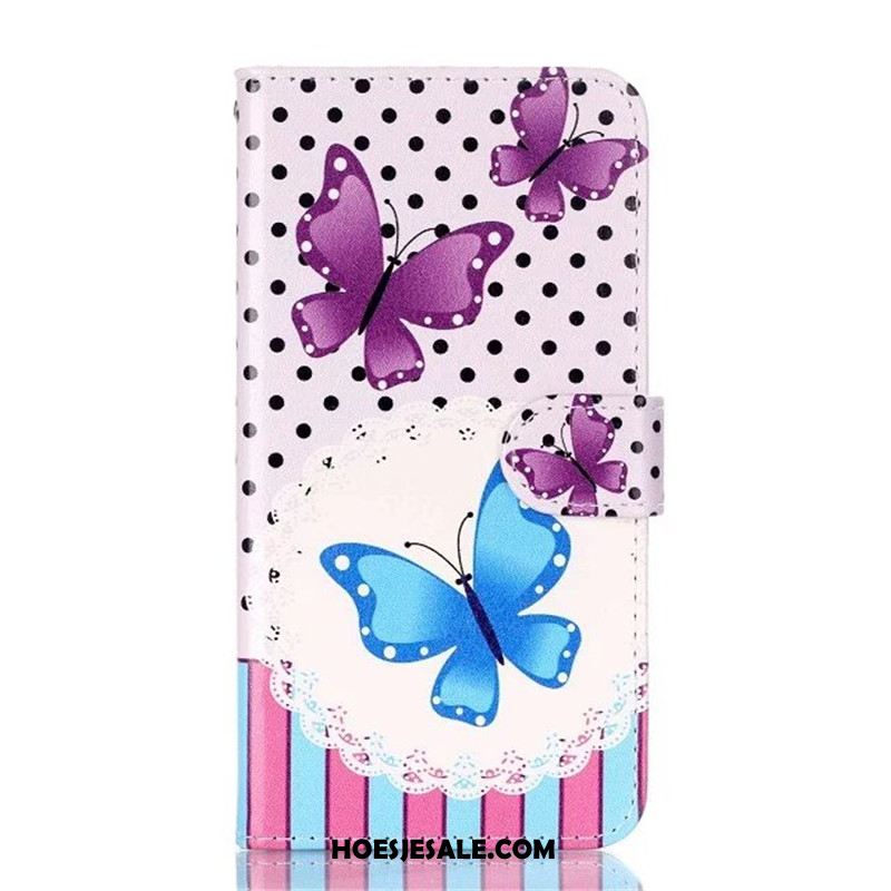 Huawei Y6 2018 Hoesje Reliëf Purper Anti-fall Leren Etui Hoes Kopen