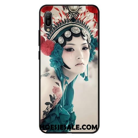 Huawei Y6 2019 Hoesje Bescherming Zwart Kant Hoes Mobiele Telefoon