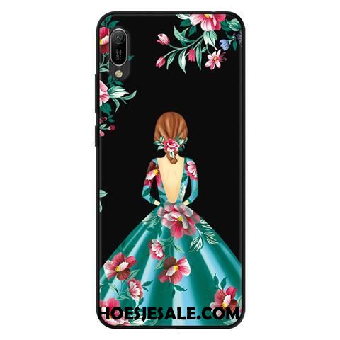 Huawei Y6 2019 Hoesje Bescherming Zwart Kant Hoes Mobiele Telefoon