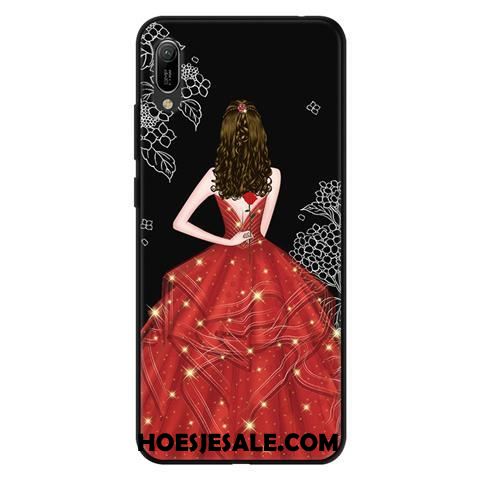 Huawei Y6 2019 Hoesje Bescherming Zwart Kant Hoes Mobiele Telefoon