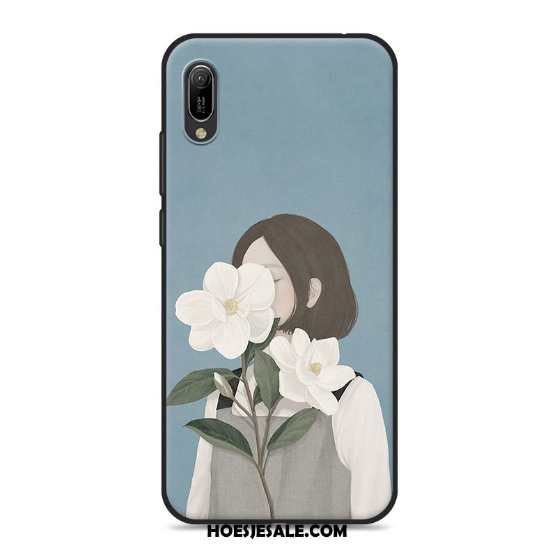 Huawei Y6 2019 Hoesje Blauw Kunst Mobiele Telefoon Mini Vers