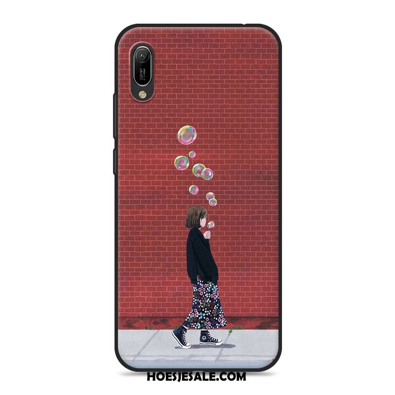 Huawei Y6 2019 Hoesje Blauw Kunst Mobiele Telefoon Mini Vers