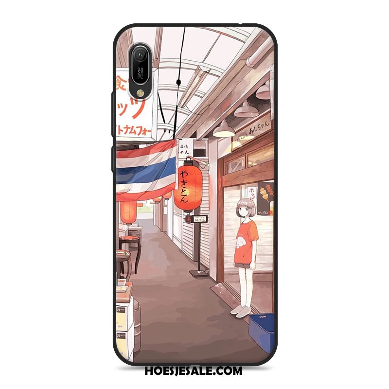 Huawei Y6 2019 Hoesje Blauw Kunst Mobiele Telefoon Mini Vers