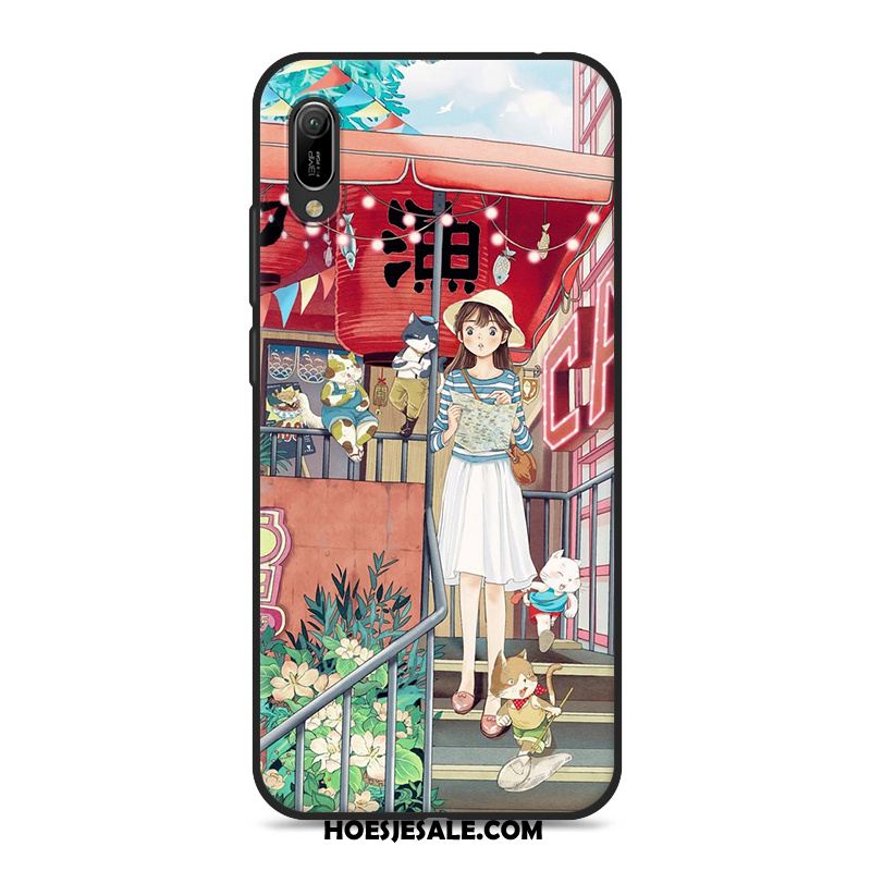 Huawei Y6 2019 Hoesje Blauw Kunst Mobiele Telefoon Mini Vers