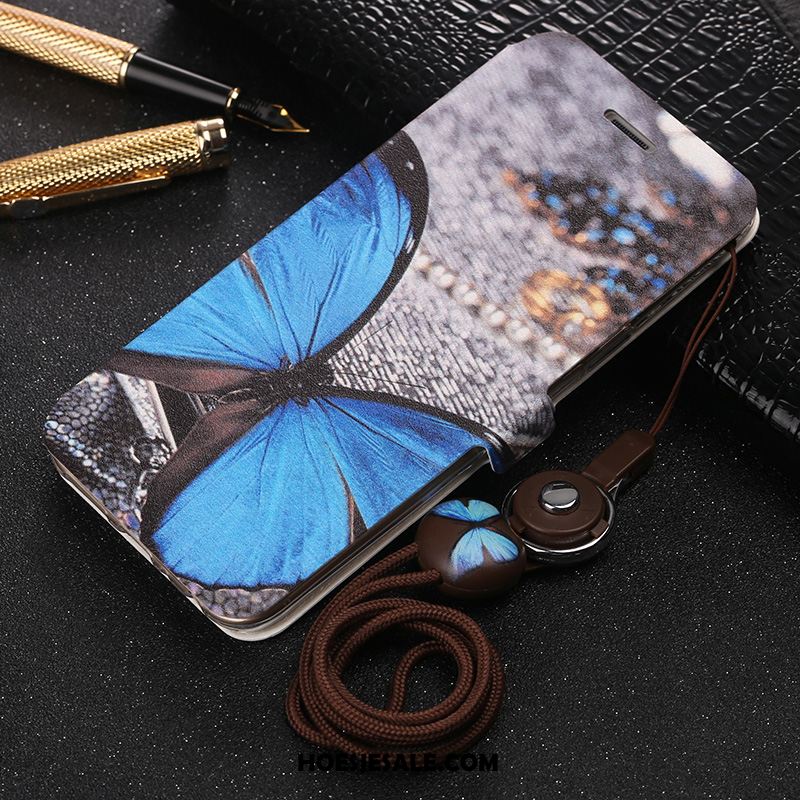 Huawei Y6 2019 Hoesje Mobiele Telefoon Hanger Purper Clamshell Leren Etui Online