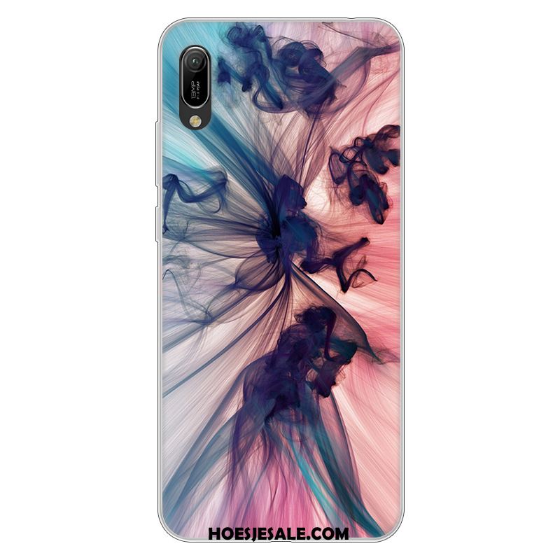 Huawei Y6 2019 Hoesje Mobiele Telefoon Hoes Spotprent Roze Zacht Winkel