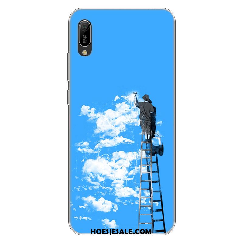 Huawei Y6 2019 Hoesje Mobiele Telefoon Hoes Spotprent Roze Zacht Winkel
