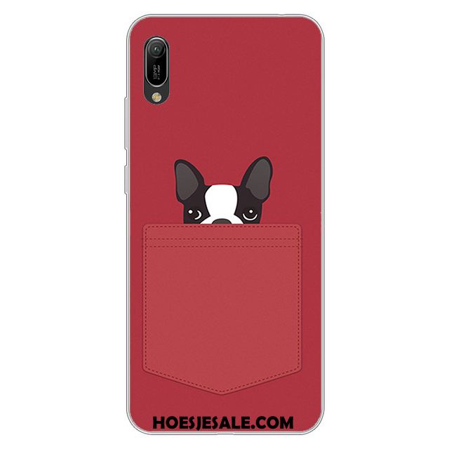 Huawei Y6 2019 Hoesje Mobiele Telefoon Hoes Spotprent Roze Zacht Winkel