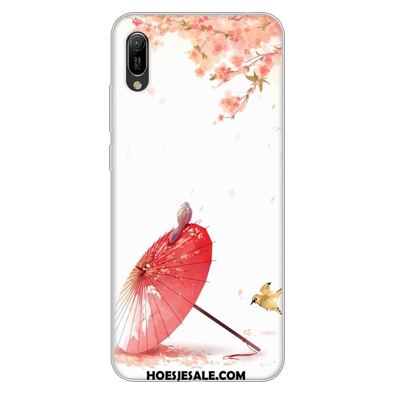 Huawei Y6 2019 Hoesje Mobiele Telefoon Hoes Spotprent Roze Zacht Winkel