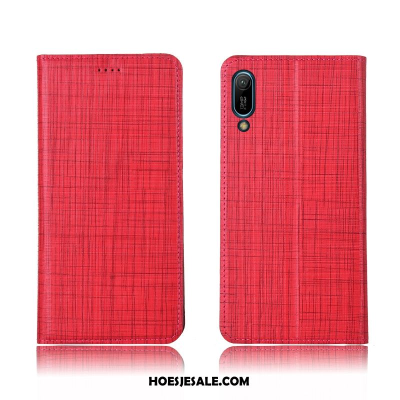 Huawei Y6 2019 Hoesje Siliconen Nieuw Bescherming Echt Leer Hoes Sale