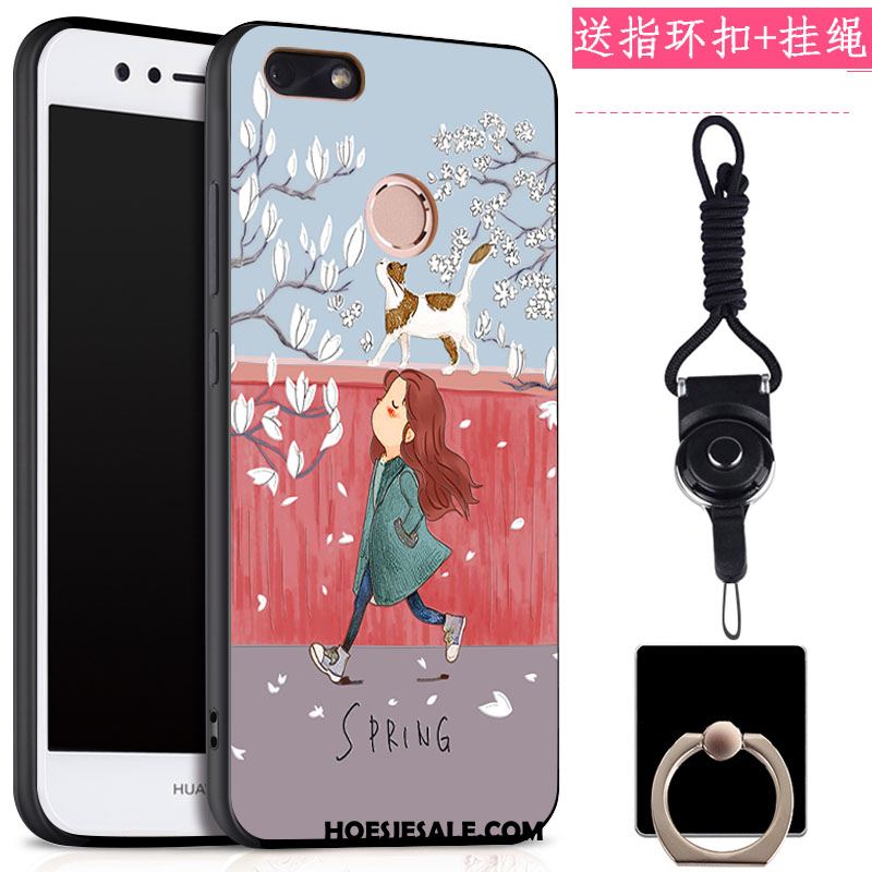 Huawei Y6 Pro 2017 Hoesje Hanger Zwart Mobiele Telefoon Klittenband Ring Goedkoop
