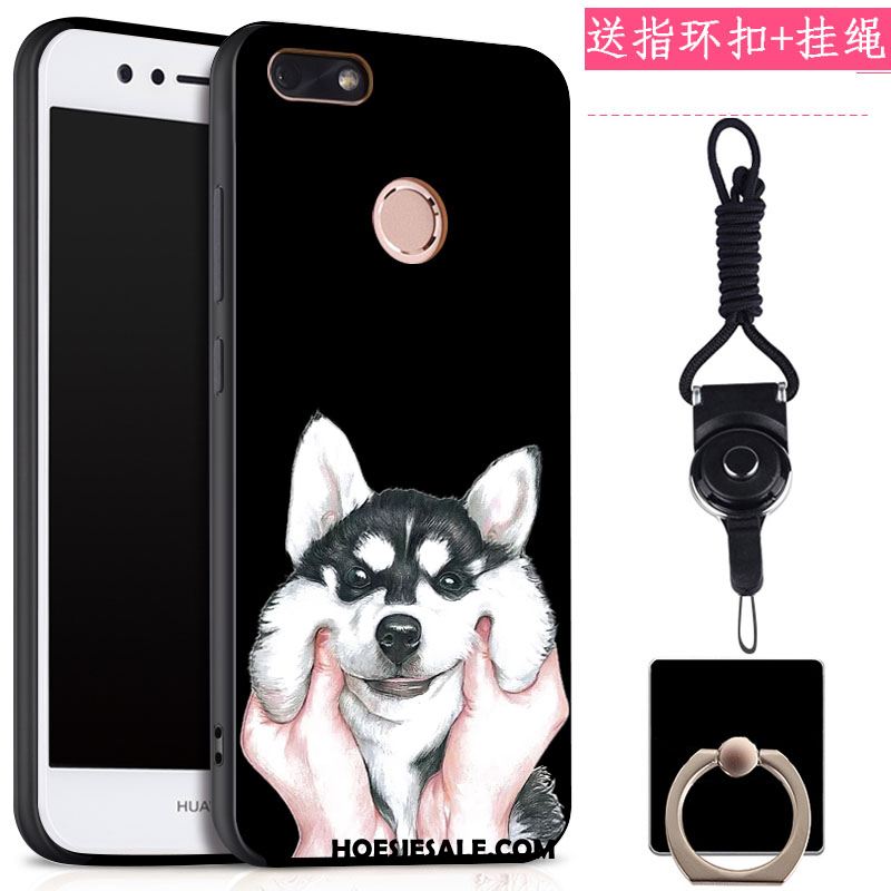 Huawei Y6 Pro 2017 Hoesje Hanger Zwart Mobiele Telefoon Klittenband Ring Goedkoop