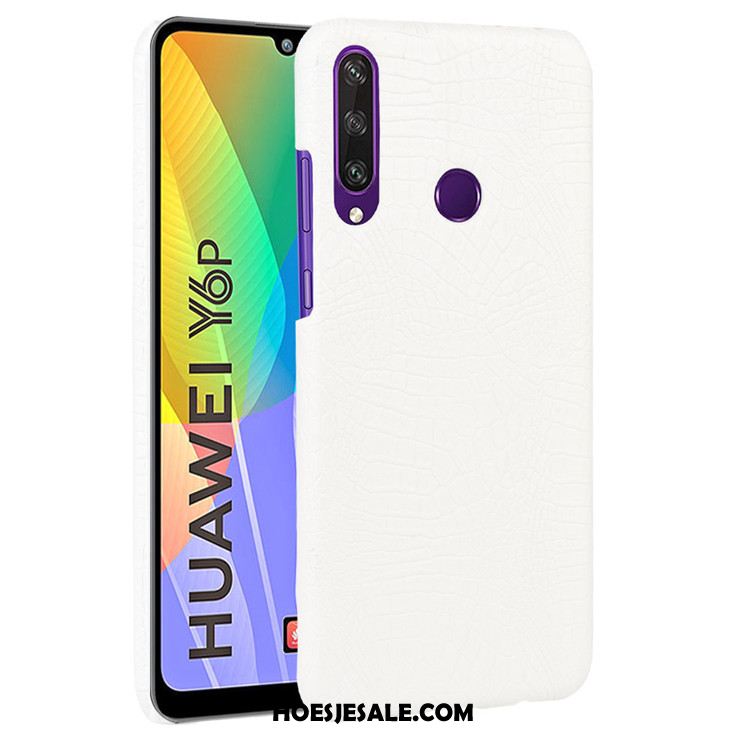 Huawei Y6p Hoesje Mobiele Telefoon Vintage Patroon Roze Krokodil Korting