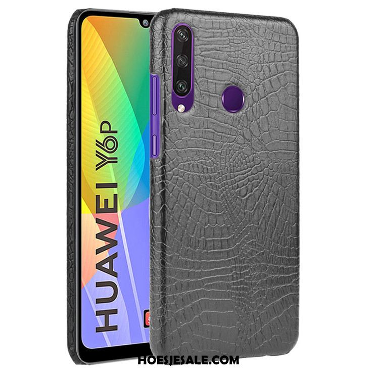 Huawei Y6p Hoesje Mobiele Telefoon Vintage Patroon Roze Krokodil Korting