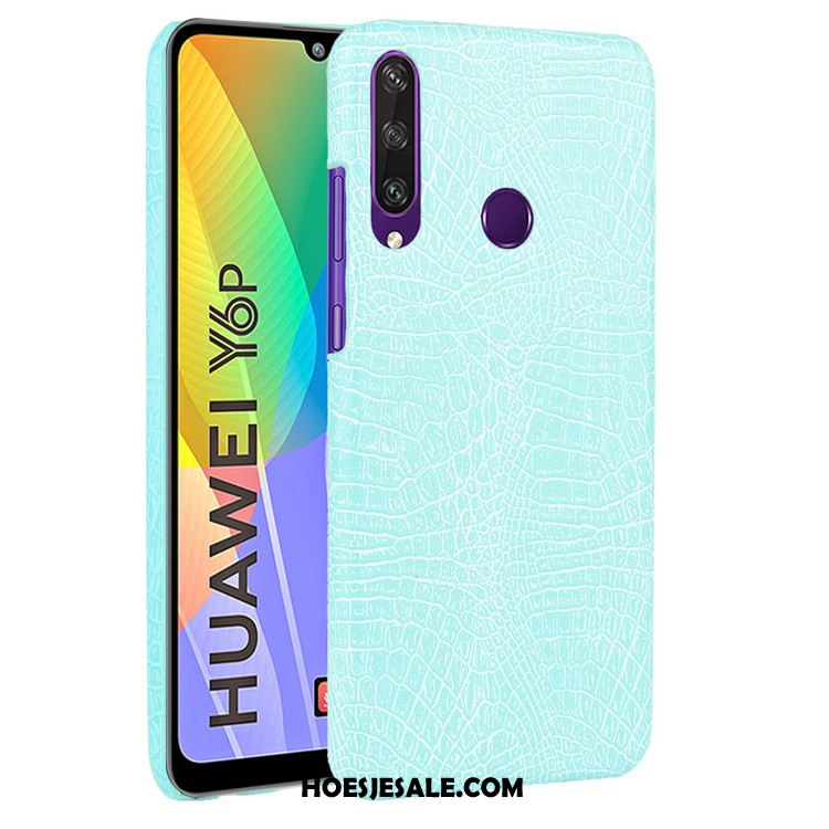 Huawei Y6p Hoesje Mobiele Telefoon Vintage Patroon Roze Krokodil Korting