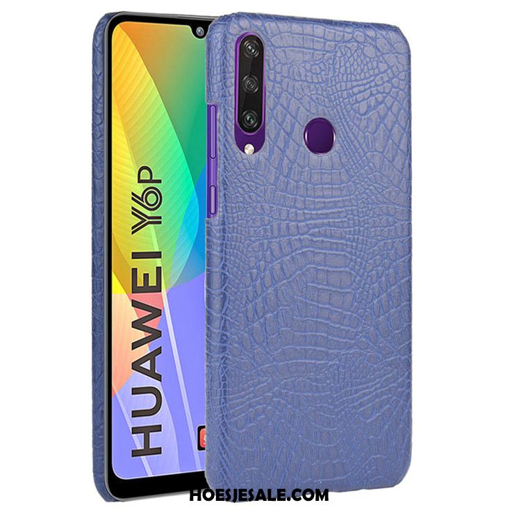 Huawei Y6p Hoesje Mobiele Telefoon Vintage Patroon Roze Krokodil Korting