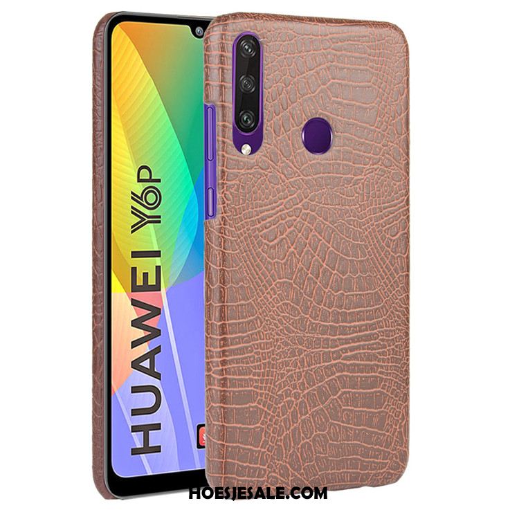 Huawei Y6p Hoesje Mobiele Telefoon Vintage Patroon Roze Krokodil Korting