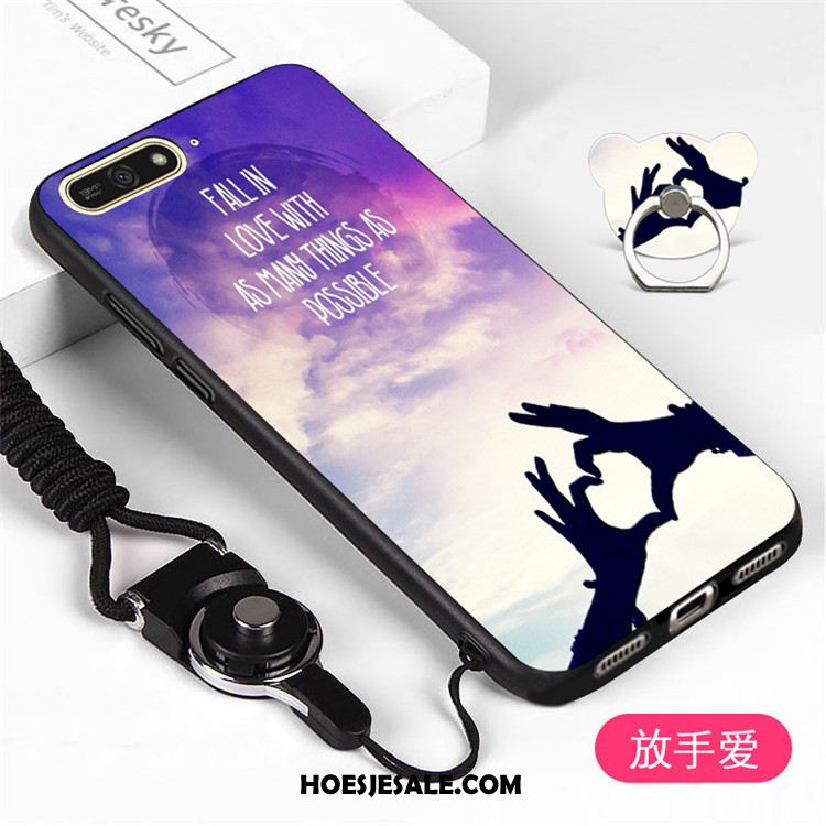 Huawei Y7 2018 Hoesje Hoes Bescherming Blauw Hanger Mobiele Telefoon Korting