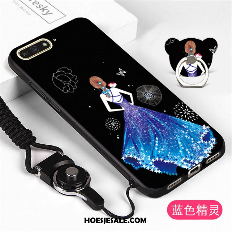 Huawei Y7 2018 Hoesje Hoes Bescherming Blauw Hanger Mobiele Telefoon Korting