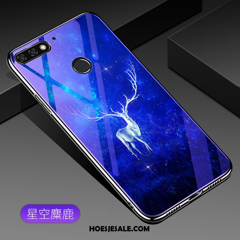 Huawei Y7 2018 Hoesje Mobiele Telefoon Plating Purper Gehard Glas Hoes Sale