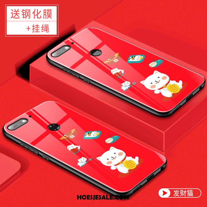 Huawei Y7 2018 Hoesje Mobiele Telefoon Skärmskydd Gehard Glas Roze Trend Kopen