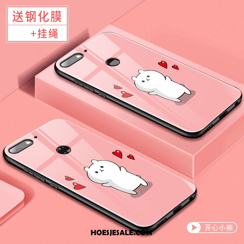 Huawei Y7 2018 Hoesje Mobiele Telefoon Skärmskydd Gehard Glas Roze Trend Kopen