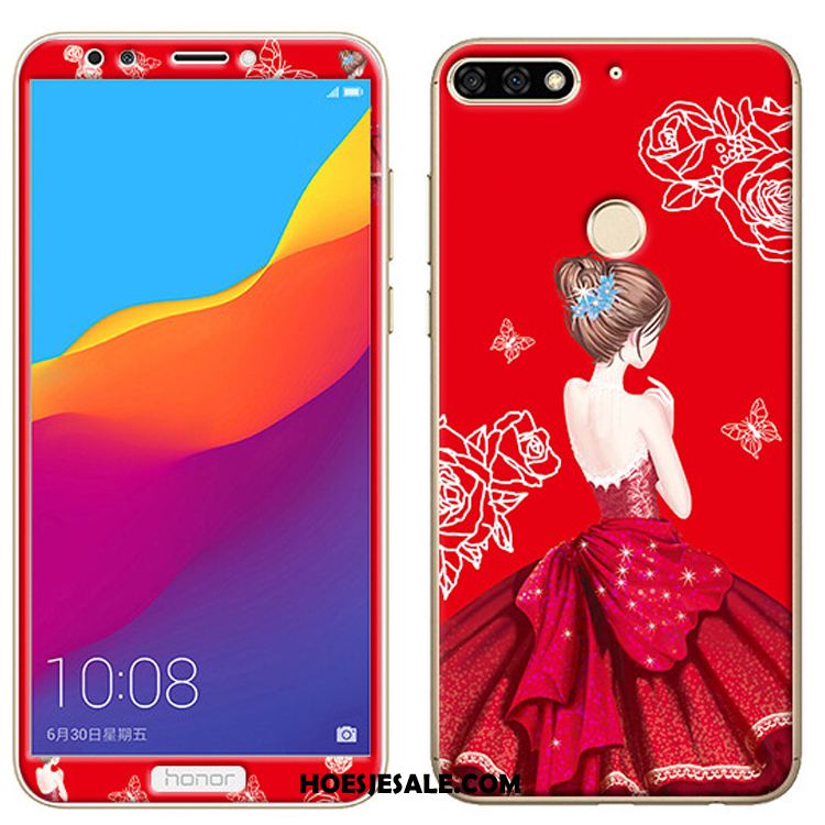 Huawei Y7 2018 Hoesje Mobiele Telefoon Zacht Skärmskydd Spotprent Tempereren Kopen