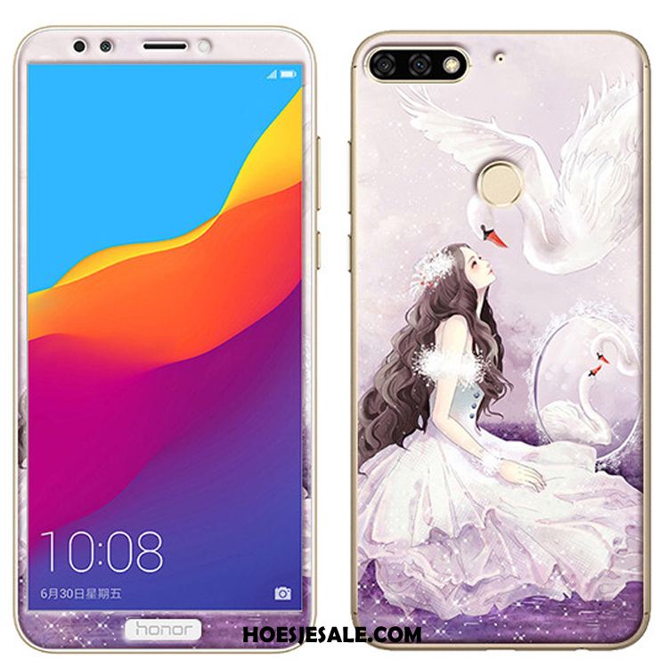 Huawei Y7 2018 Hoesje Mobiele Telefoon Zacht Skärmskydd Spotprent Tempereren Kopen