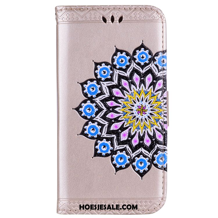 Huawei Y7 2018 Hoesje Ster Nieuw Leren Etui Roze Bloemen Sale