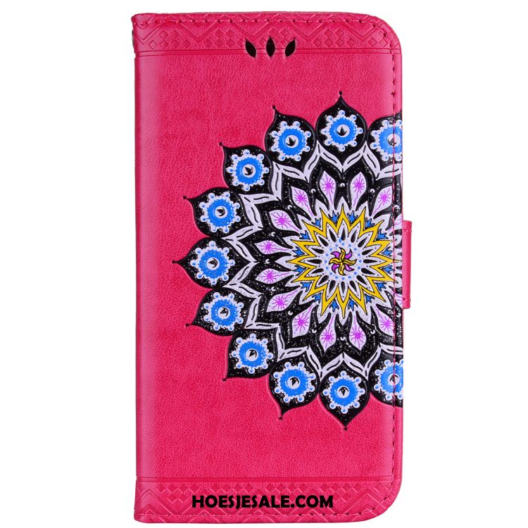 Huawei Y7 2018 Hoesje Ster Nieuw Leren Etui Roze Bloemen Sale