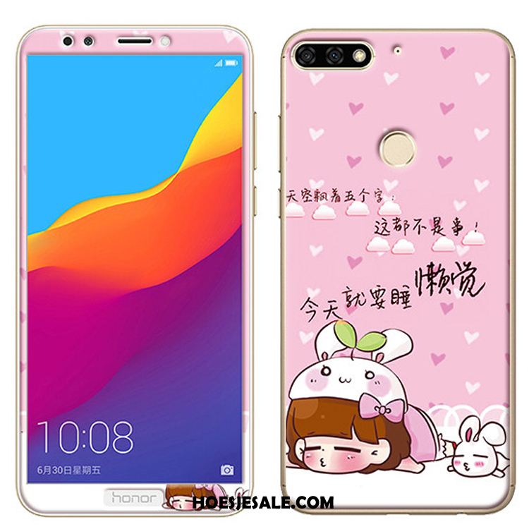 Huawei Y7 2018 Hoesje Tempereren Spotprent Skärmskydd Groen Mobiele Telefoon Goedkoop