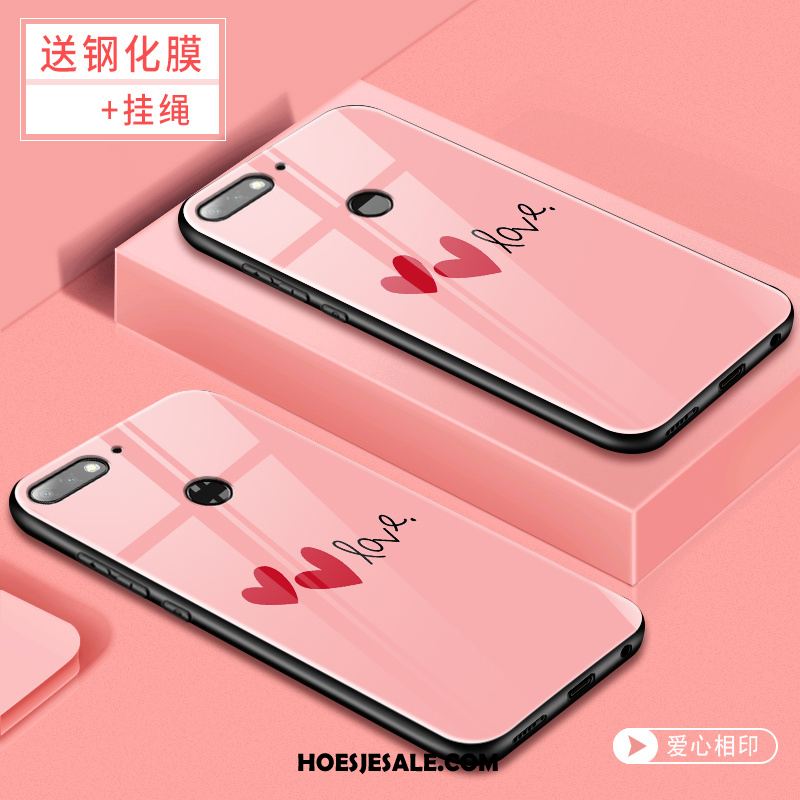 Huawei Y7 2018 Hoesje Trend Skärmskydd Gehard Glas Mobiele Telefoon Roze Sale