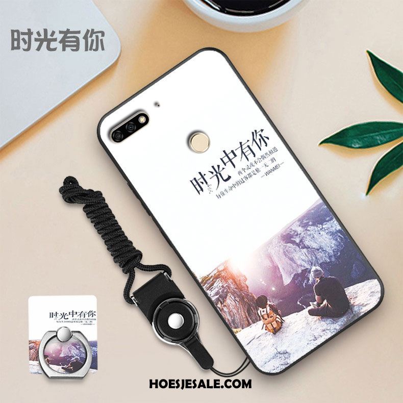 Huawei Y7 2018 Hoesje Wit Mobiele Telefoon Zacht Zwart Persoonlijk Sale