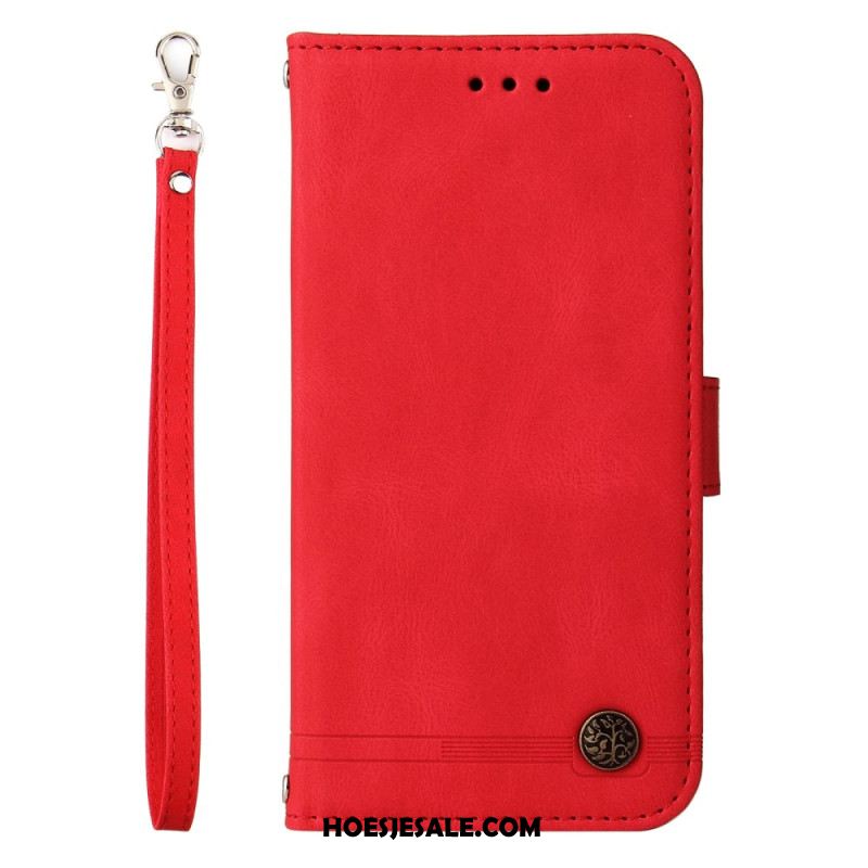 Leren Hoesje Huawei Nova 13 Vintage Klinknagel En Bandje Bescherming Hoesje