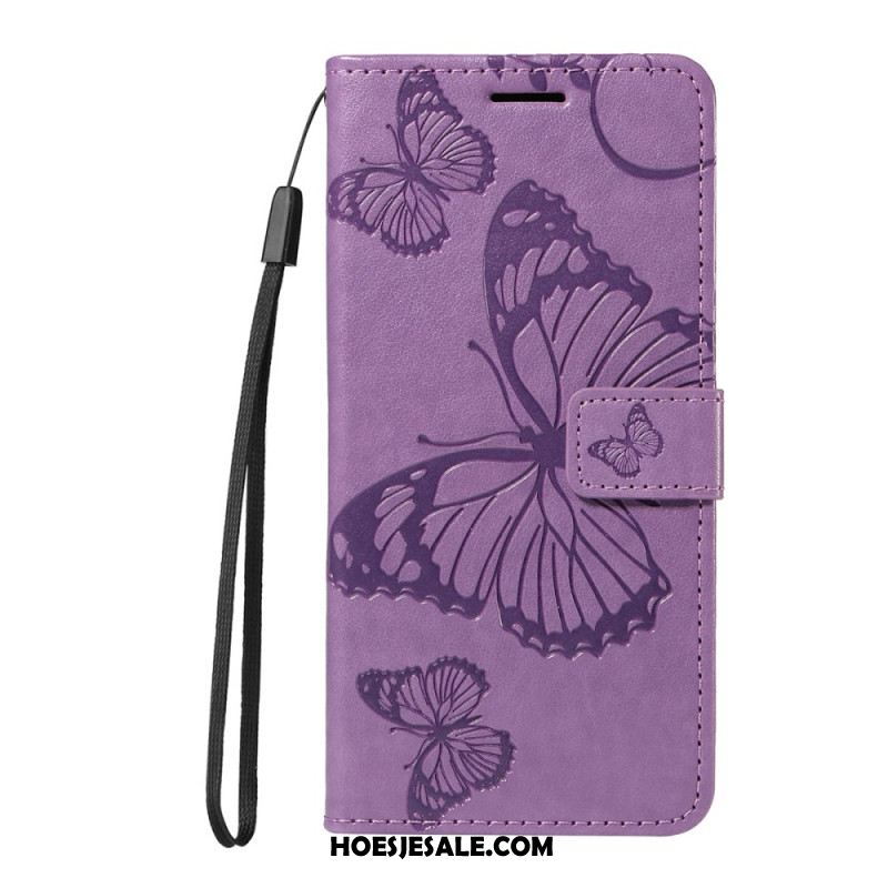 Leren Hoesje Huawei Pura 80 Grote Vlinders Bescherming Hoesje