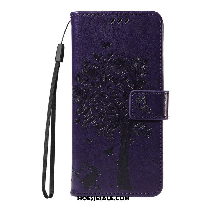 Leren Hoesje Huawei Pura 80 Pro Kat En Boompatroon