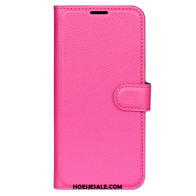 Leren Hoesje Oneplus 12r Klassiek Litchi Kunstleer Bescherming Hoesje